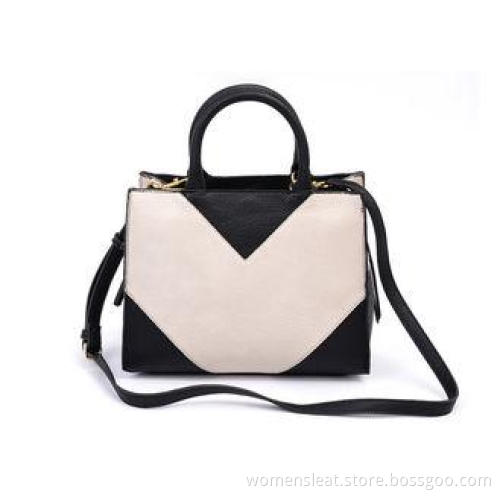 Black and White Satchel Style Handbags Womens Leather Bag C
